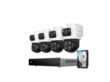 eufy PoE NVR Security Camera System S4 Max, Triple Lens Bullet-PTZ Cam, 360° PTZ, 8× Auto Zoom, Cross-Cam Tracking, Color Night Vision, 24/7 Recording