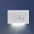 SnapPower, Horizontal Electrical Receptacle Wall Plate with LED Night Light, 2-Pack