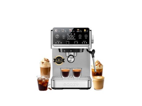 ecozy 4-in-1 Espresso Machine and Coffee Maker Combo with Milk Frother, Cold Brew & Over Ice