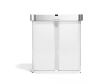 simplehuman 58L Recycler Liner Rim Voice + Motion Sensor Kitchen Trash Can Stainless Steel: Touchless, Fingerprint-Resistant, Indoor Use